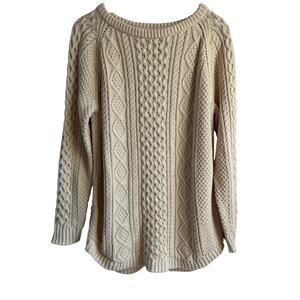 L.L. Bean Beige Cable Knit Cardigan